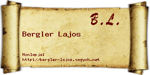Bergler Lajos névjegykártya
